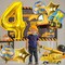 Construction 4th Birthday Balloons – 9-Piece Set with 40-Inch Gold Number 4, Excavator, Dump Truck, Crane, Bulldozer Foil Balloons for Boys’ Construction Party Supplies (Gold)
